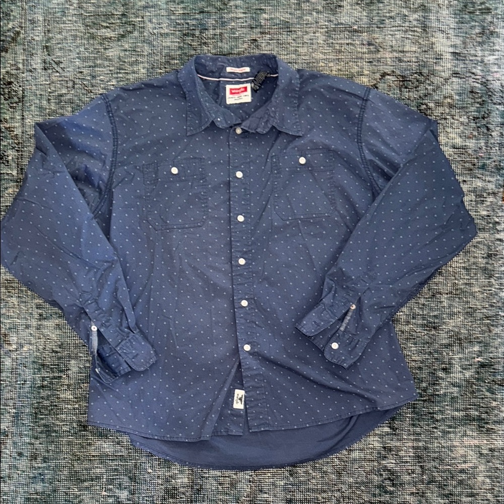 Wrangler Denim Blue Flex for Fit Button Down Shirt
